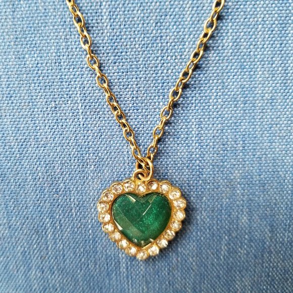 💚✨Betsey Johnson Green Hearts Double-Chain Necklace & Earrings - EPC✨💚 - Picture 10 of 16